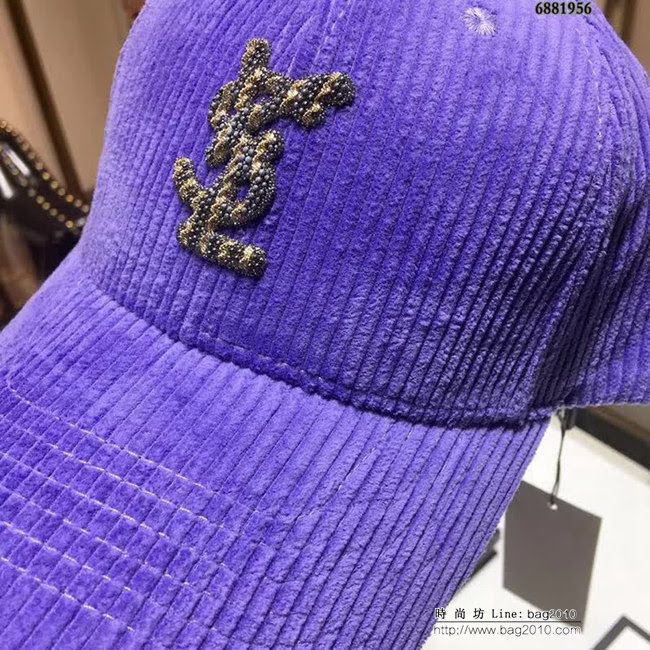 YSL聖羅蘭 跑量款 2018秋冬新款棒球帽 燈芯絨鴨舌帽 6881956 LLWJ6769
